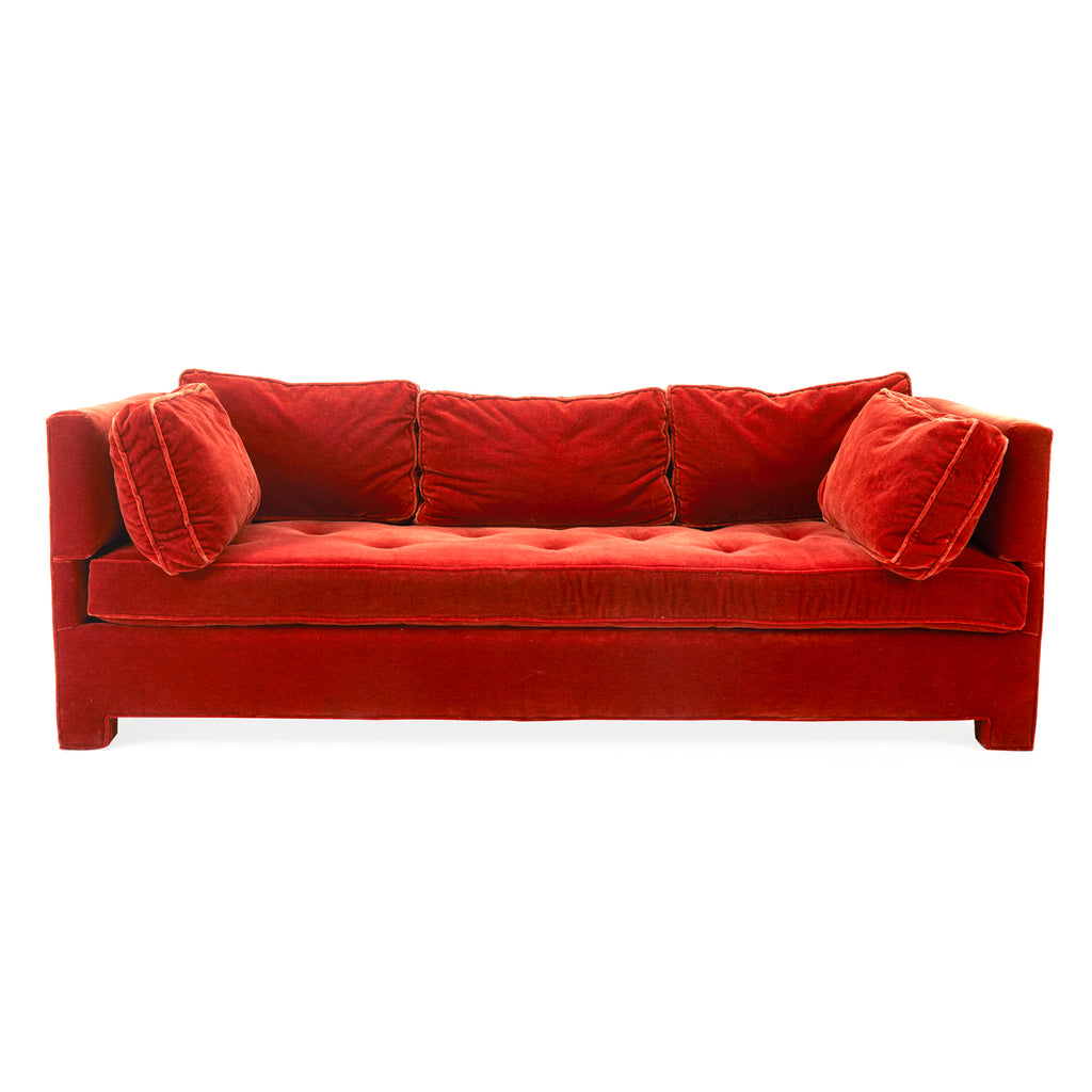 Orange Plush Velvet Sofa