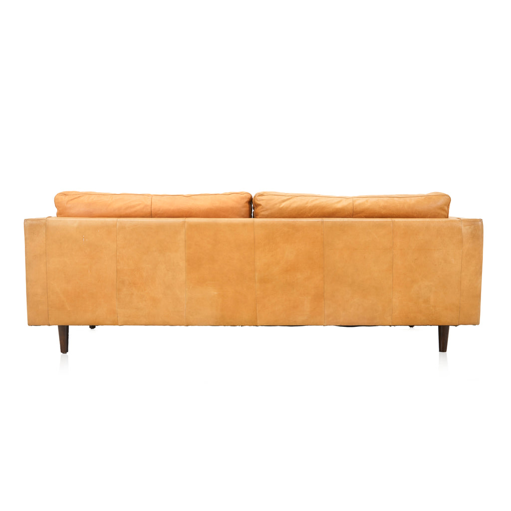Camel Brown Leather Modern Sofa
