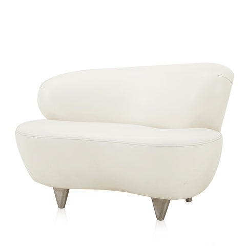 White Leather Cloud Wide Chair