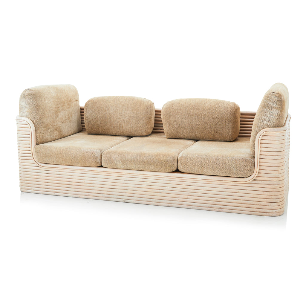 Beige Slatted Frame Bentwood Sofa