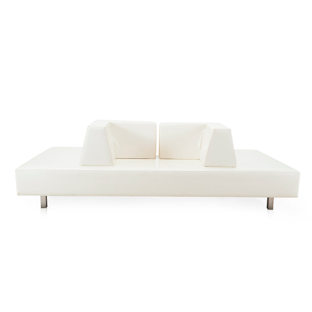 White Leather Contemporary Lobby Seat