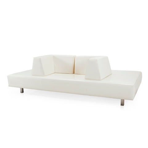 White Leather Contemporary Lobby Seat