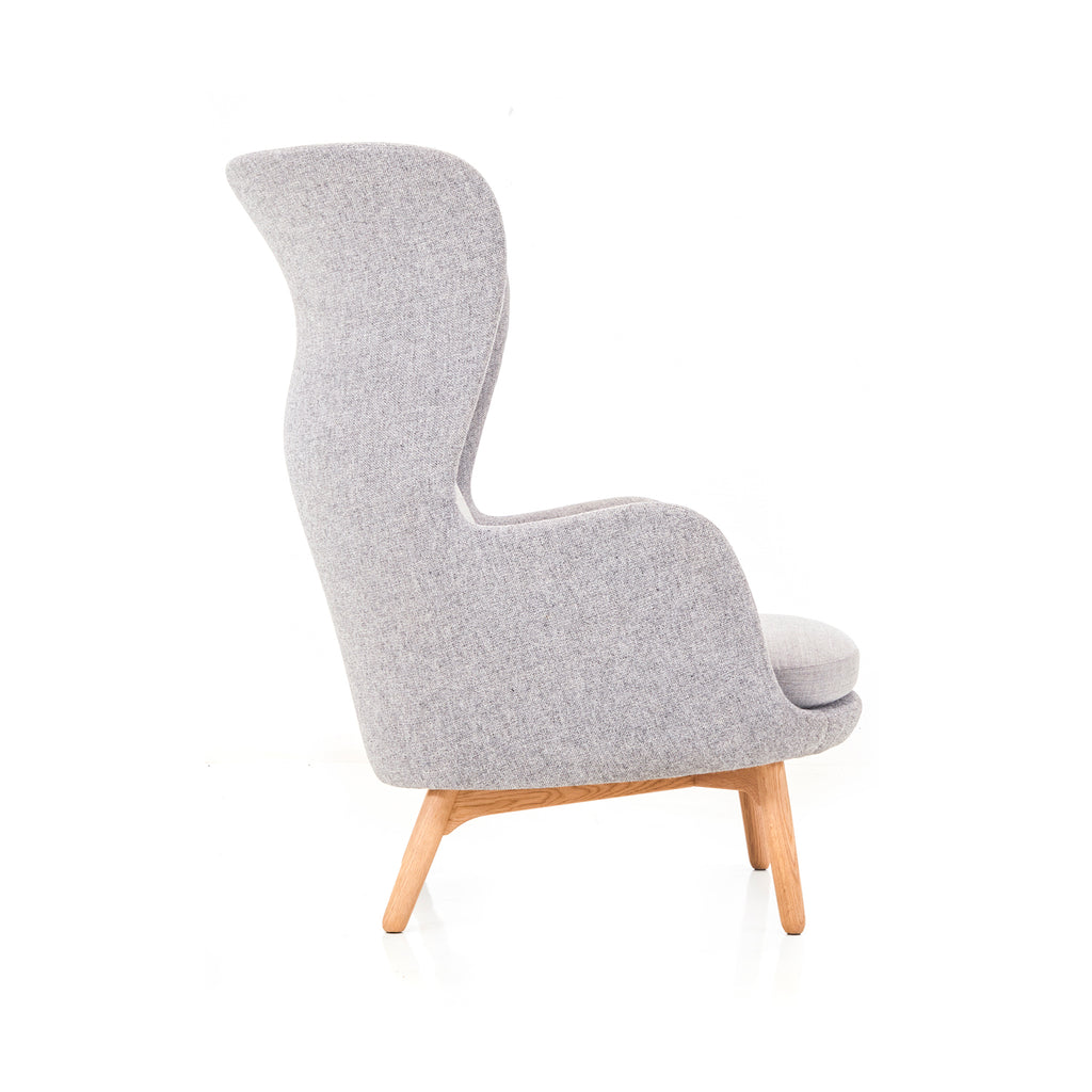 Grey Wool Lounge Chair with Ottoman