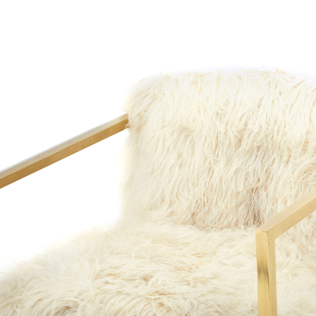 White Faux Fur & Gold Arm Chair