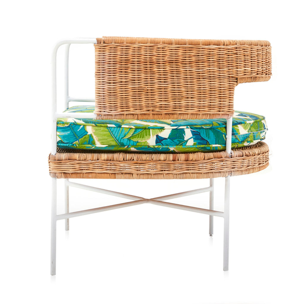 Wicker & Green Tropical Arm Chair