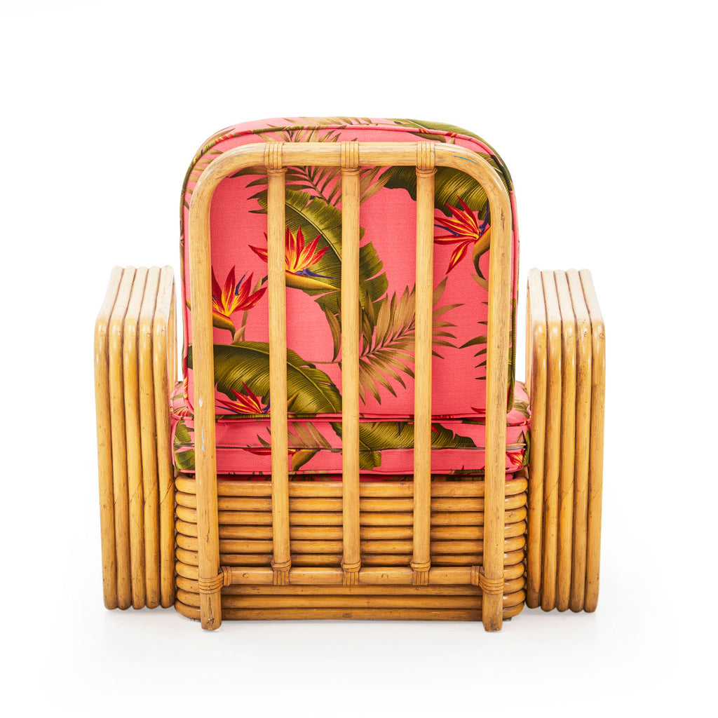 Rattan Arm Chair With Pink Floral Cushions
