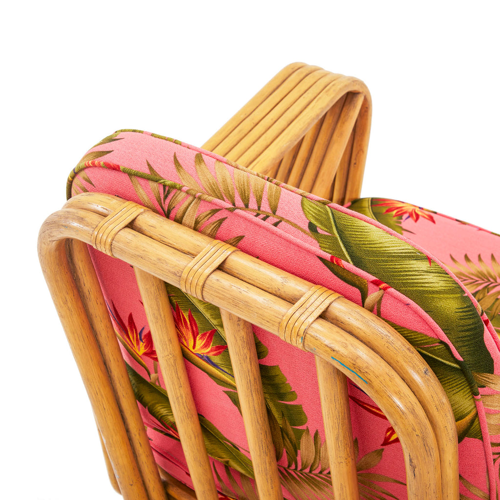 Rattan Arm Chair With Pink Floral Cushions