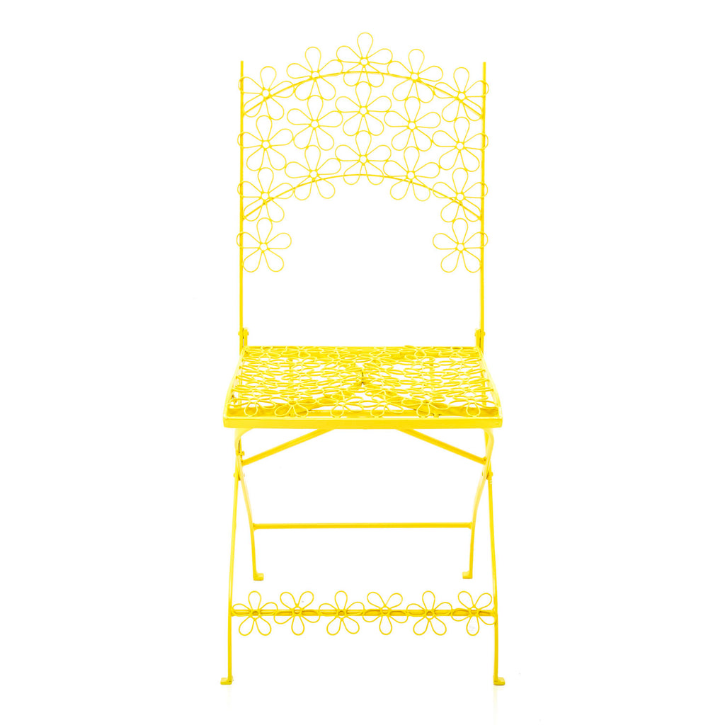 Yellow Metal Floral Pattern Chair