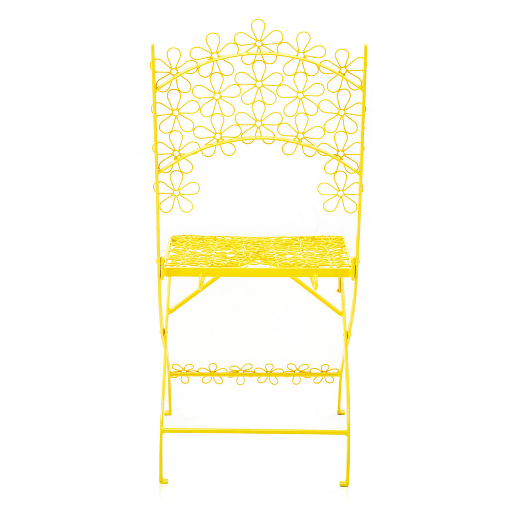 Yellow Metal Floral Pattern Chair