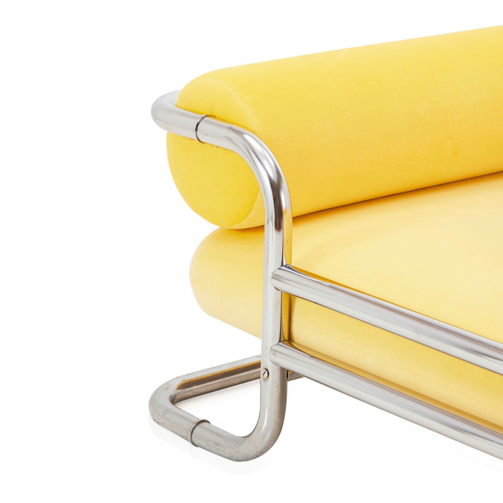 Yellow Velvet and Chrome Daybed Sofa