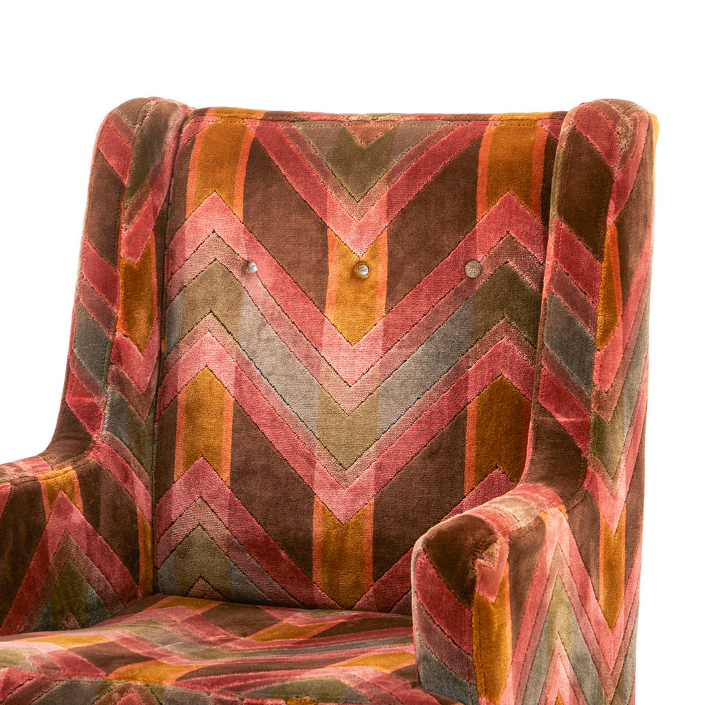 Multi-Colored Velvet Carpet Arm Chair
