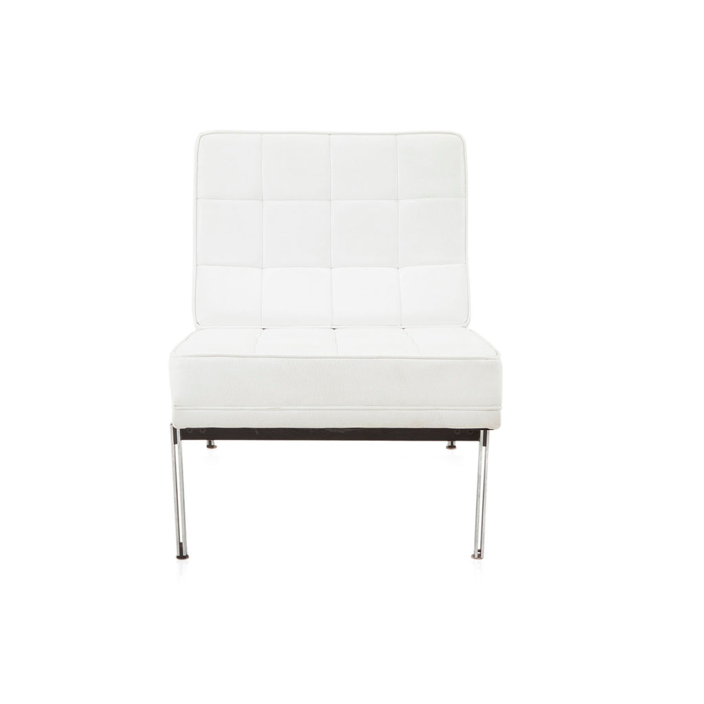 Modernica White Leather Armless Split Rail Chair