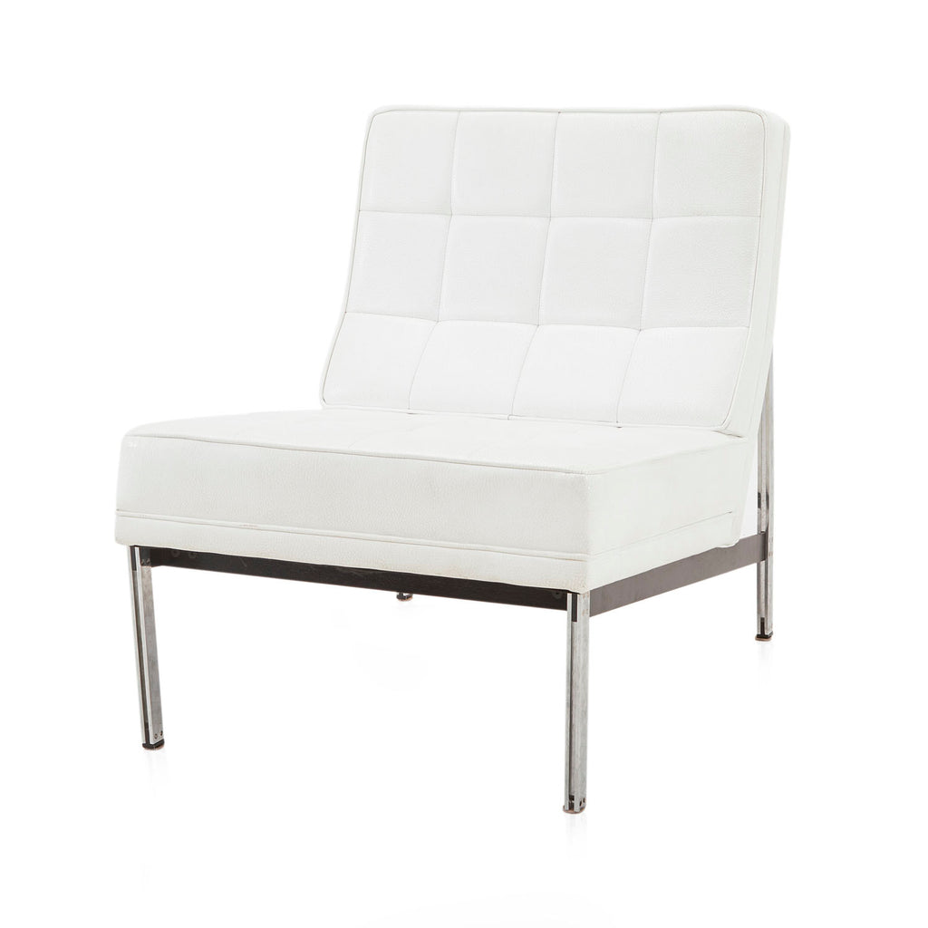 Modernica White Leather Armless Split Rail Chair