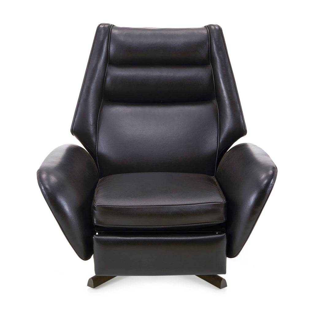 Black Leather & Wood Huge  Recliner Armchair