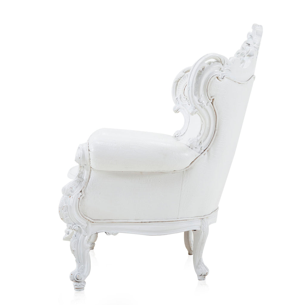 White Baroque Crocodile Arm Chair