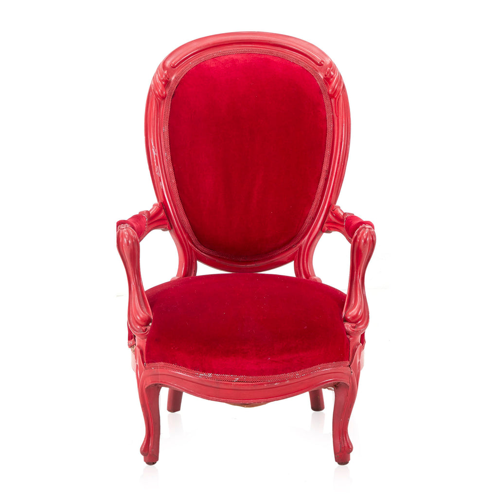 Red Velvet & Wood Victorian Arm Chair