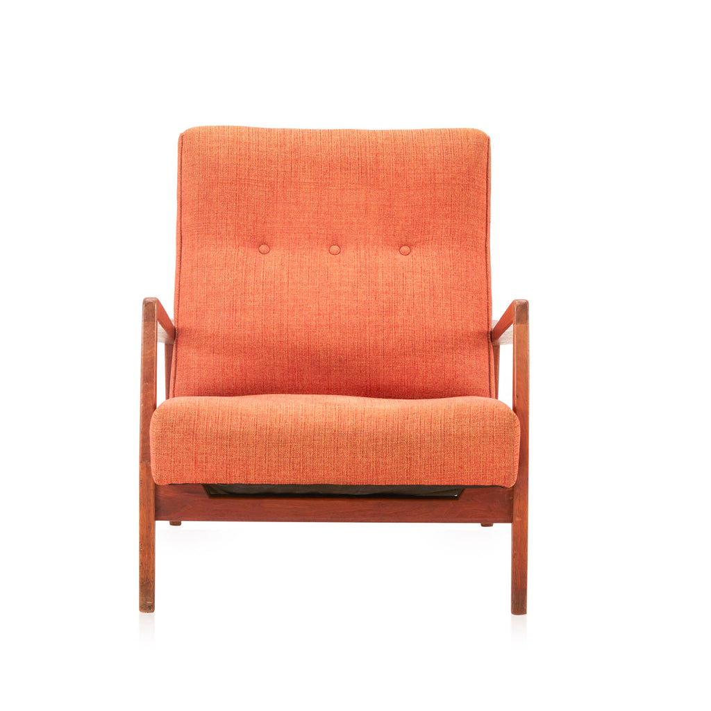 Orange and Walnut Mid Century Lounge Armchair