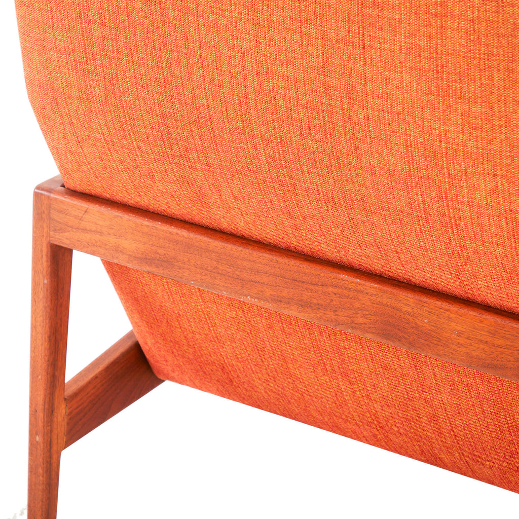 Orange and Walnut Mid Century Lounge Armchair