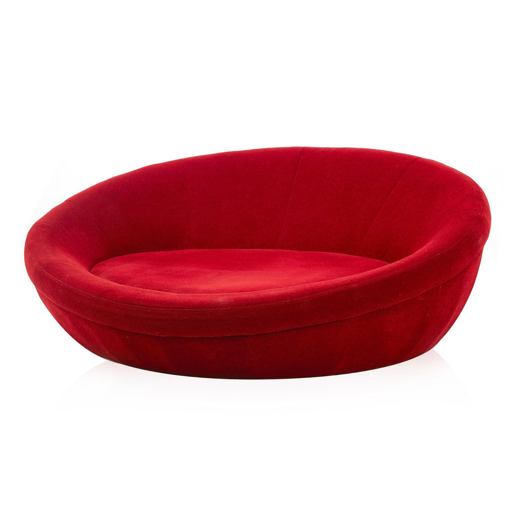 Huge Dark Red Round Saucer Lounge Sofa