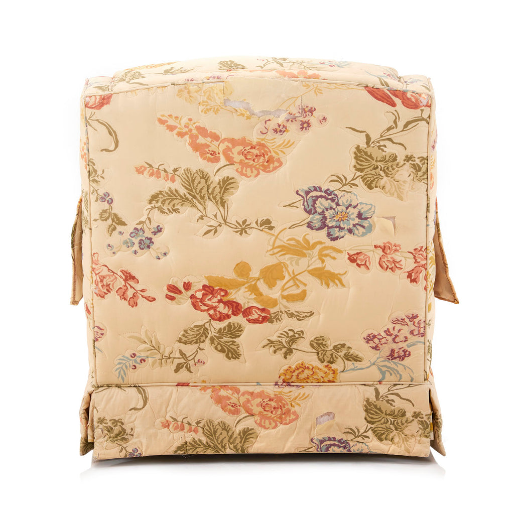 Cream Quilted Floral Lounge Chair