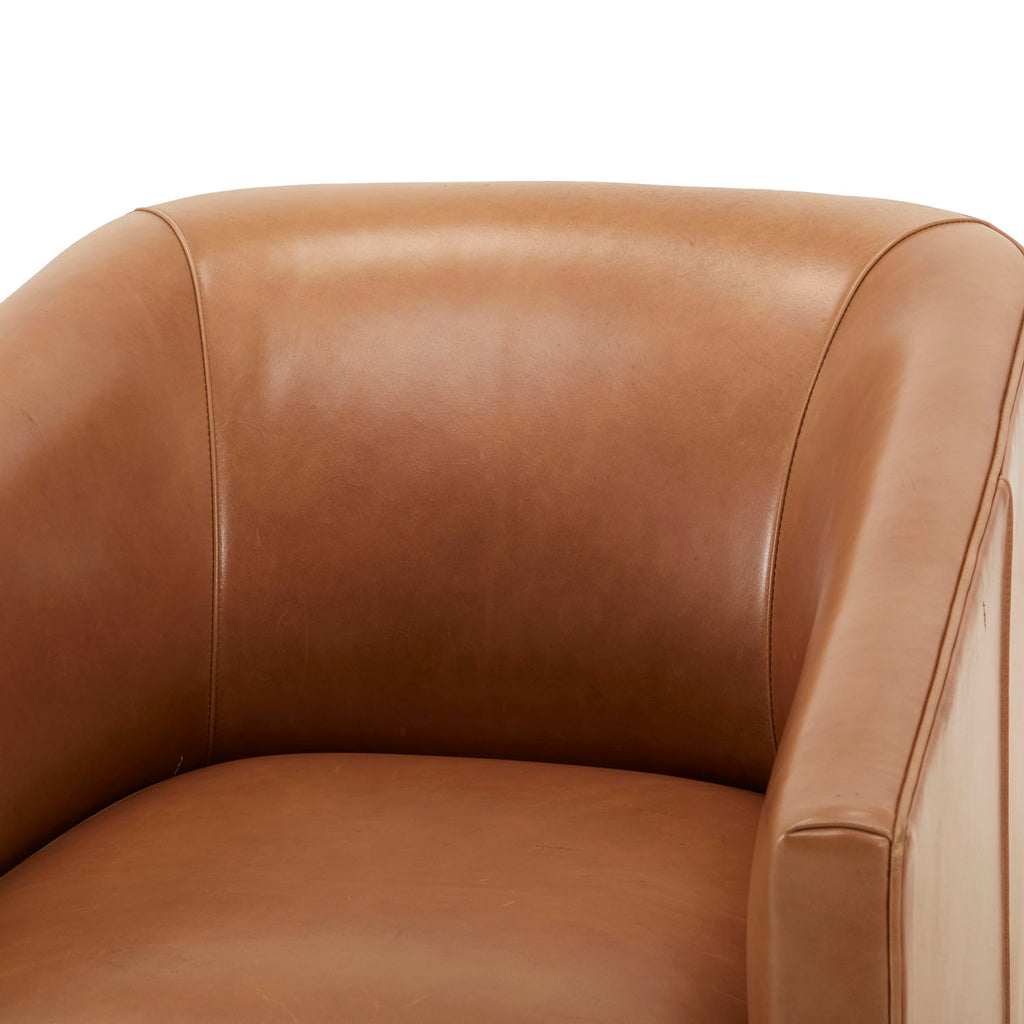 Brown Leather Swivel Armchair