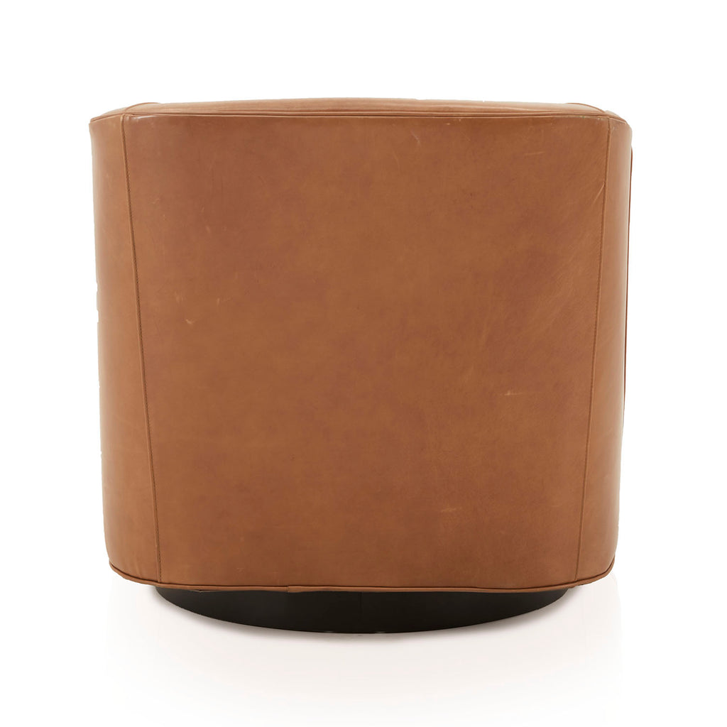 Brown Leather Swivel Armchair