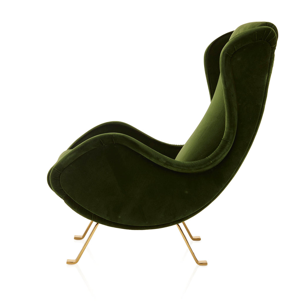 Green Velvet Modern Lounge Chair