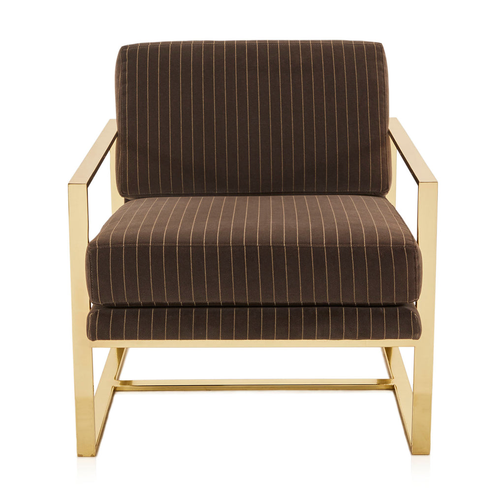 Brown & Gold Framed Mid-Century Lounge Chair