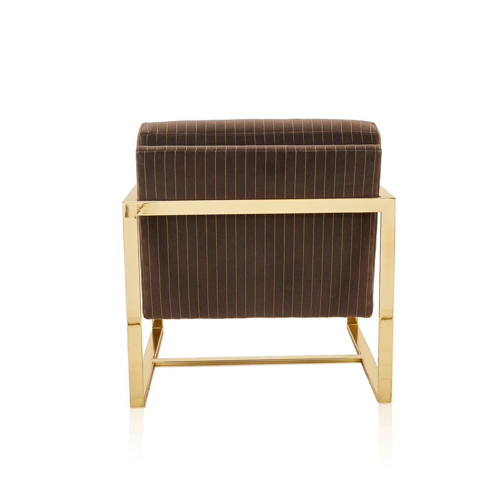 Brown & Gold Framed Mid-Century Lounge Chair