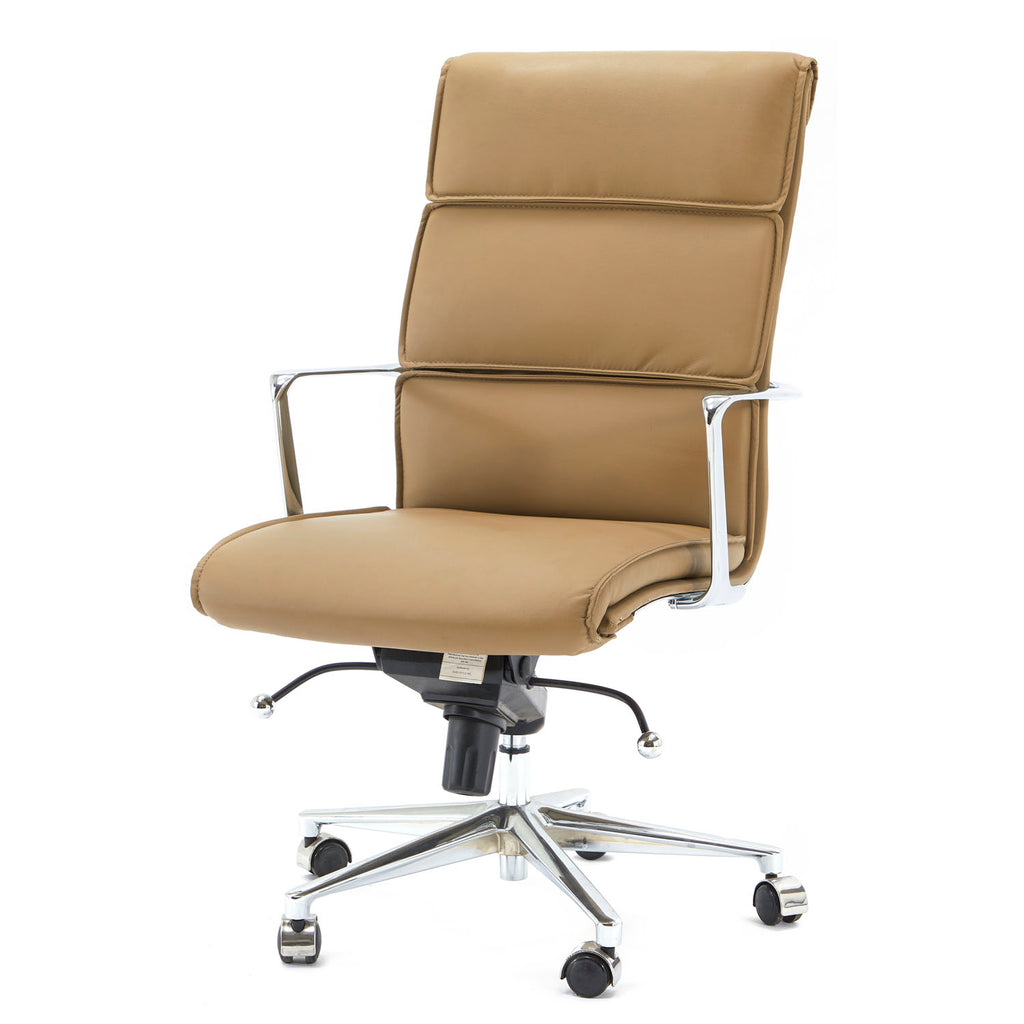 Padded Leather Office Chair - Tan