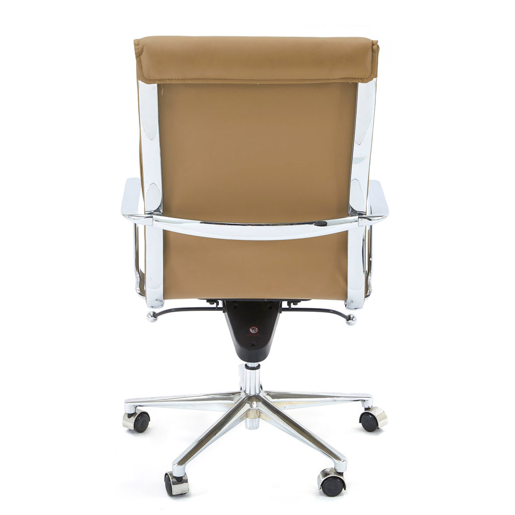 Padded Leather Office Chair - Tan