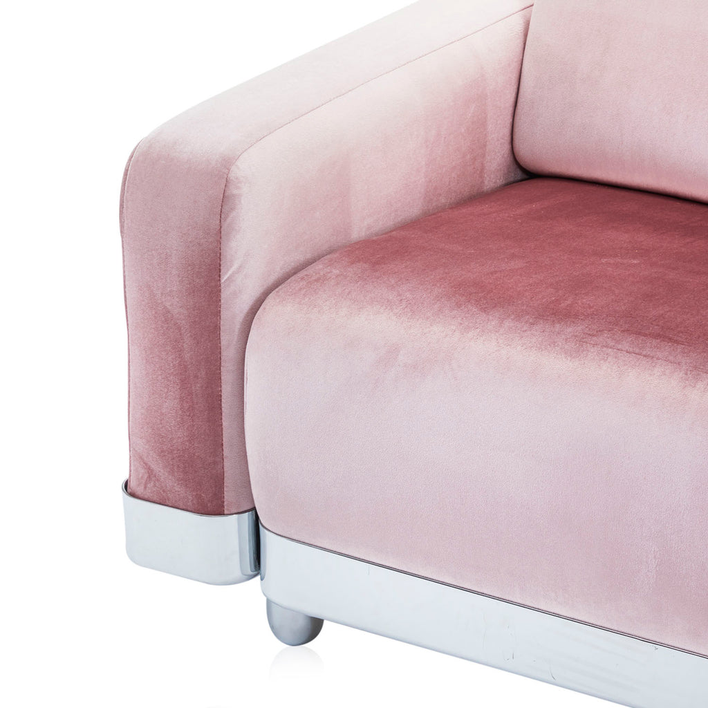 Pink Velvet & Chrome Deco Lounge Chair
