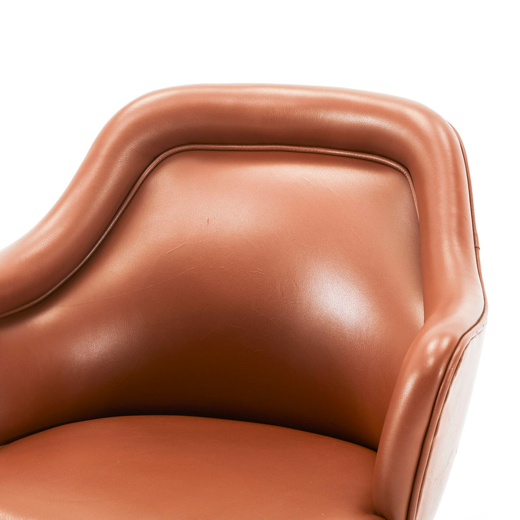 Brown Leather Rolling Arm Chair