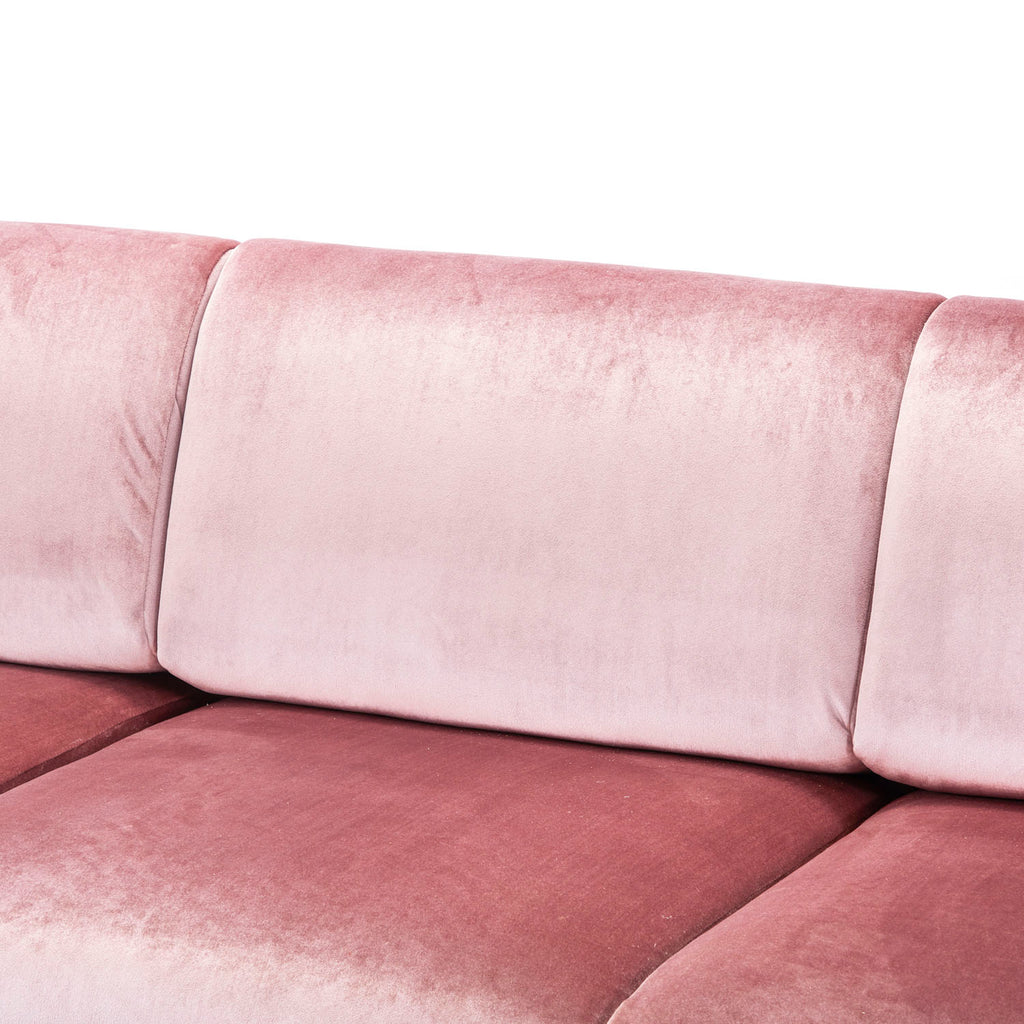 Pink Velvet & Chrome Deco Sofa