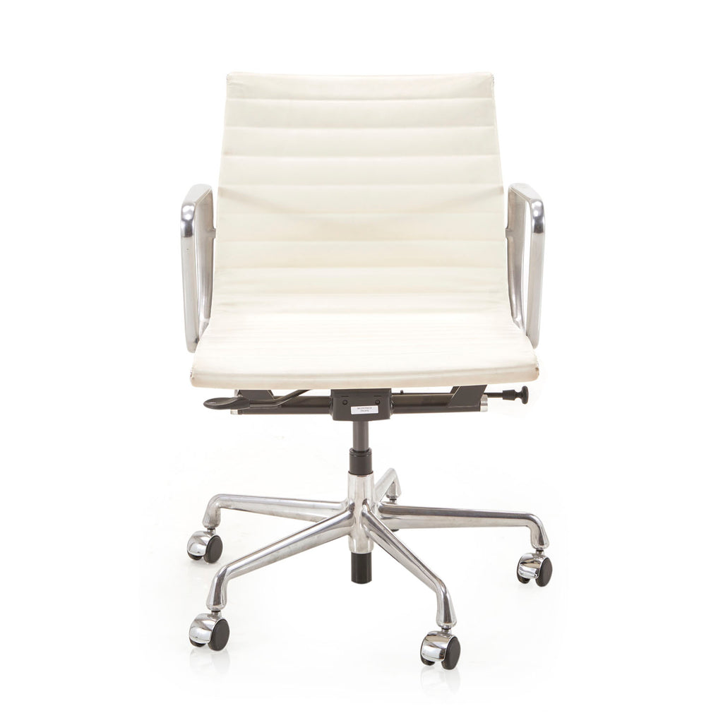 White Low Back Aluminum Group Rolling Office Chair