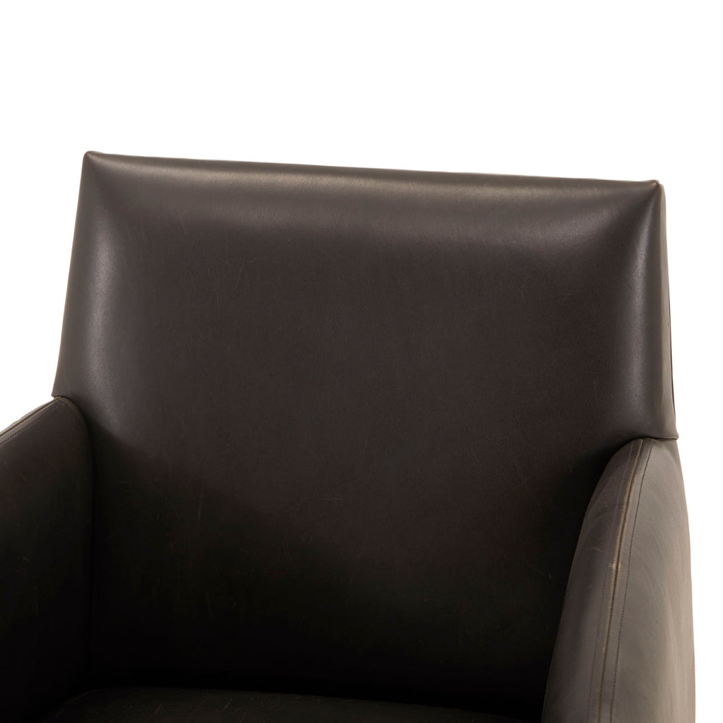 Black Leather Slim Arm Chair