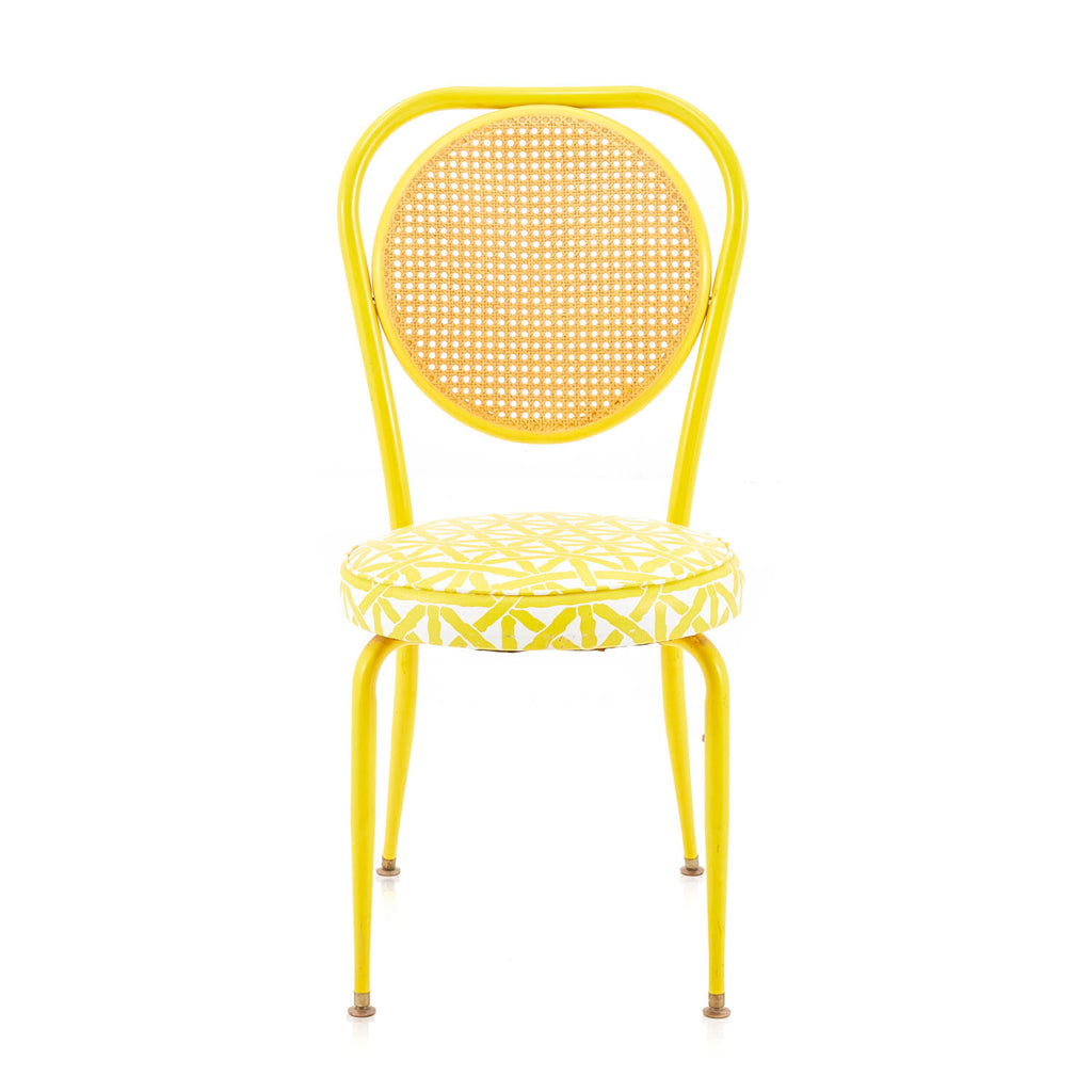 Yellow & Cane Back Metal Dining Chair