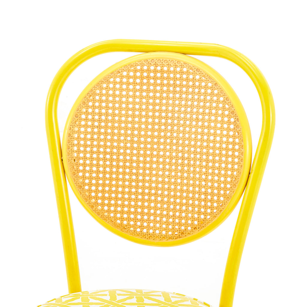 Yellow & Cane Back Metal Dining Chair