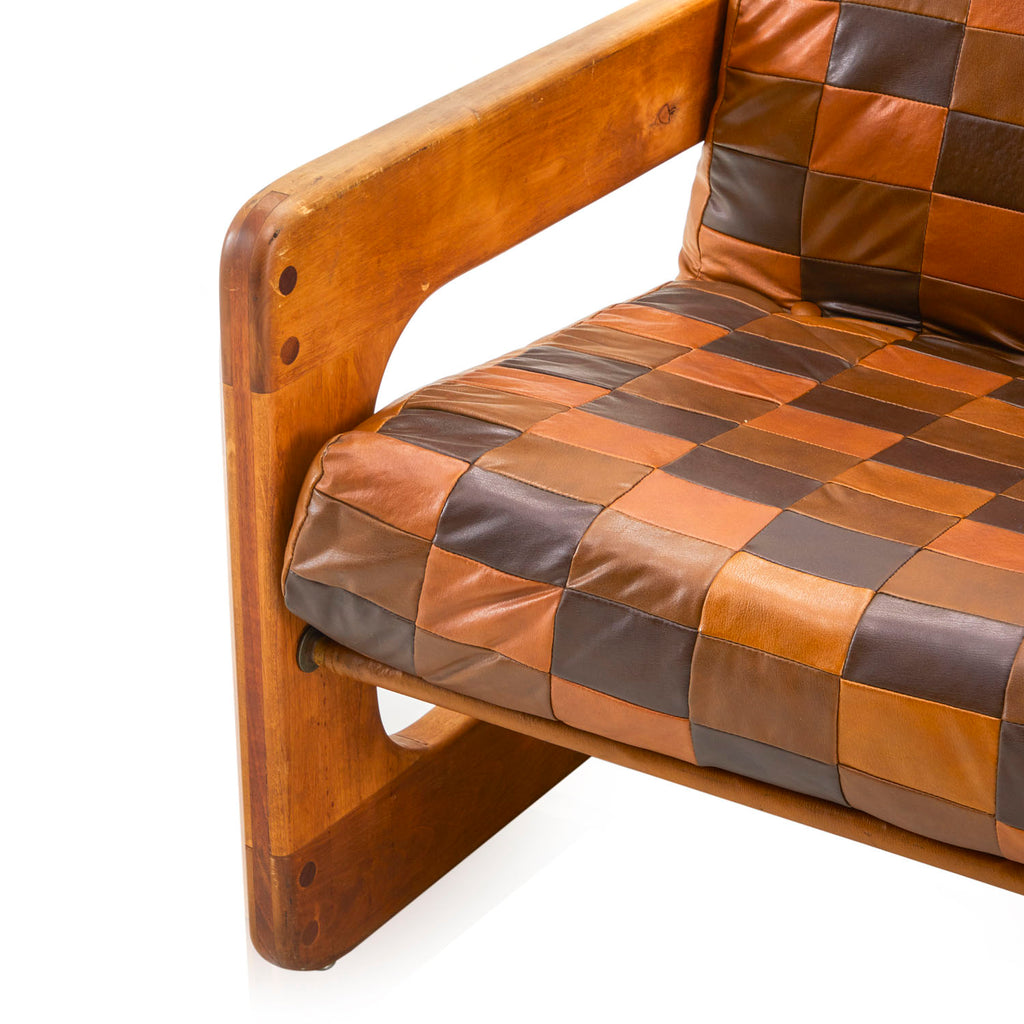Brown Checkerboard Leather Arm Chair