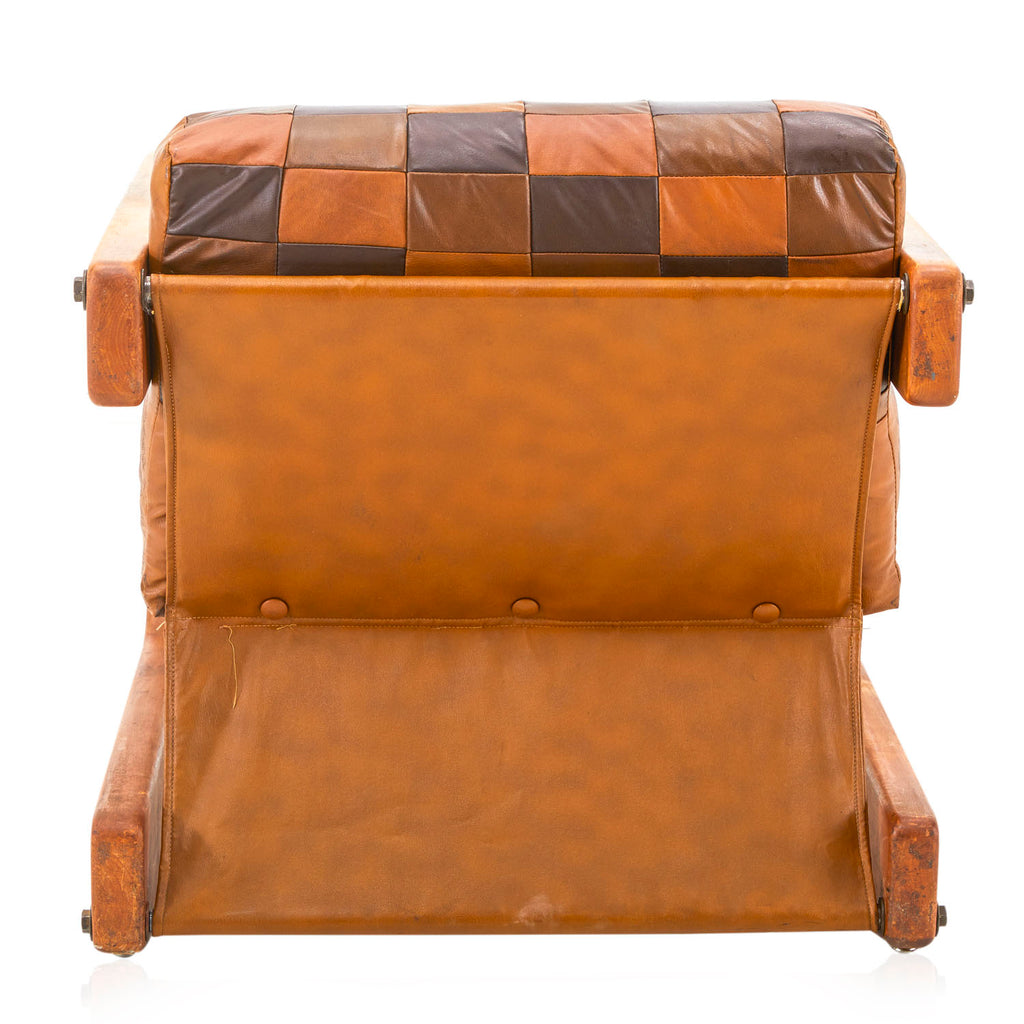 Brown Checkerboard Leather Arm Chair