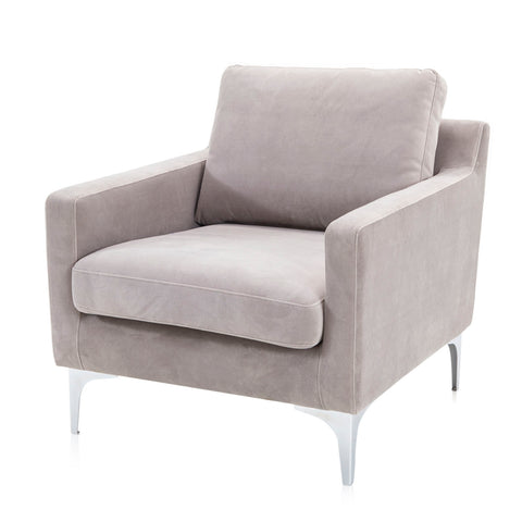 Modern Grey Velvet Arm Chair