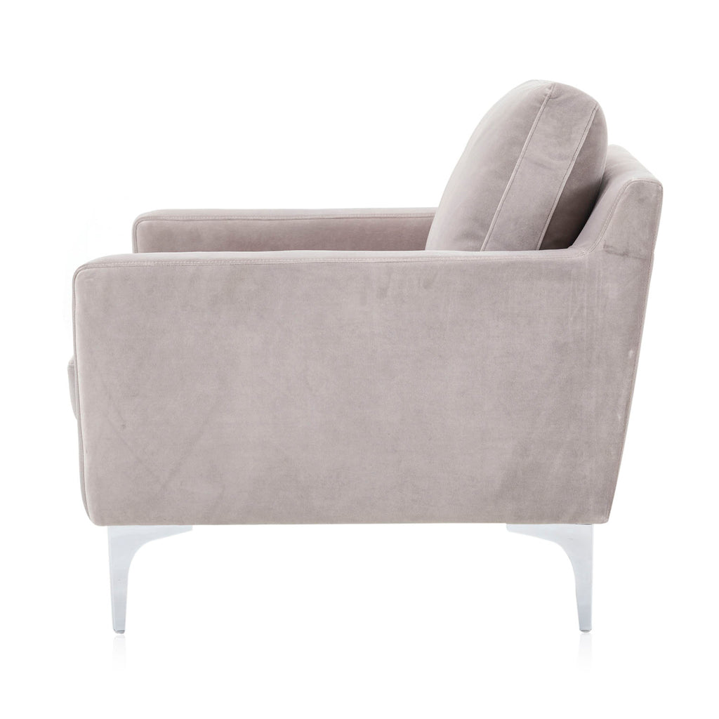 Modern Grey Velvet Arm Chair