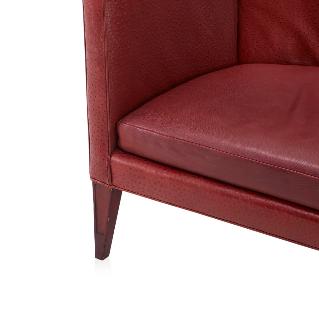 Ostrich Red Leather High Back Daybed