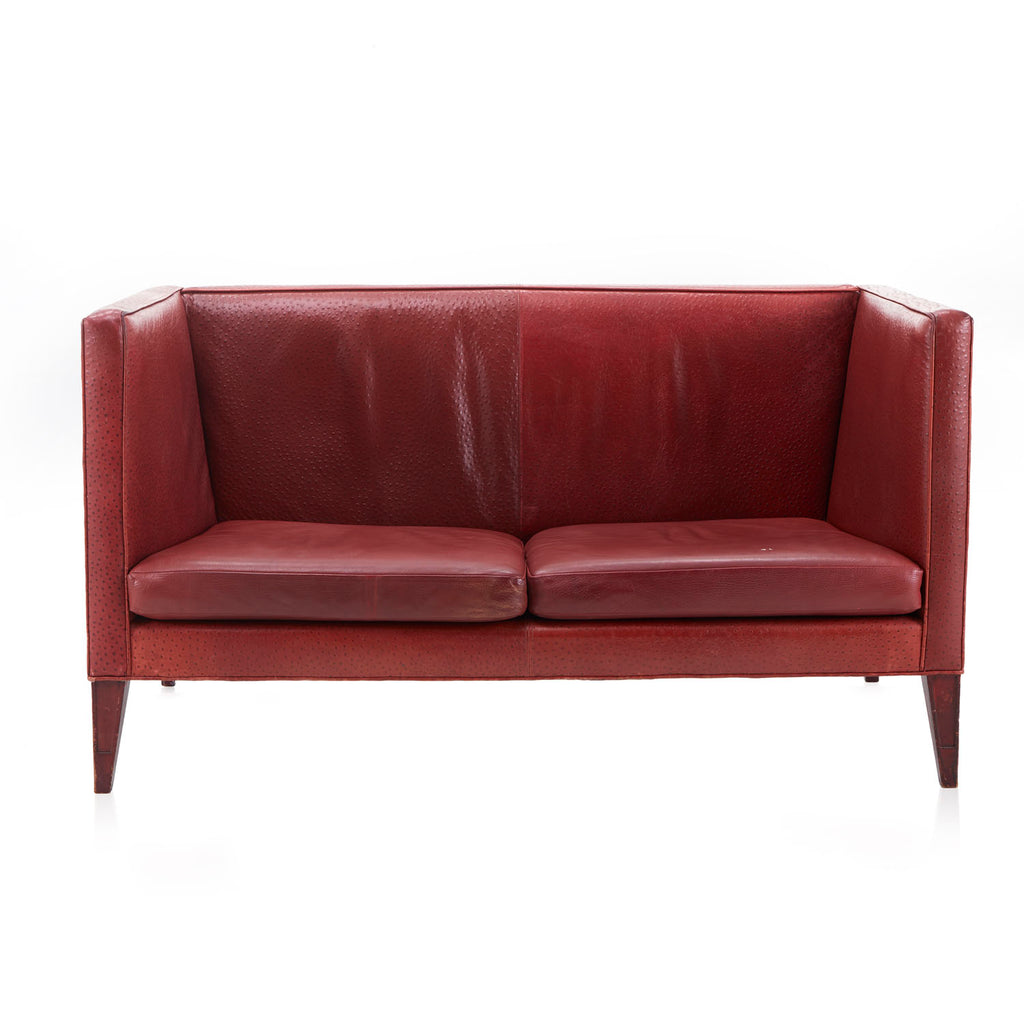 Vintage High Back Red Ostrich Sofa