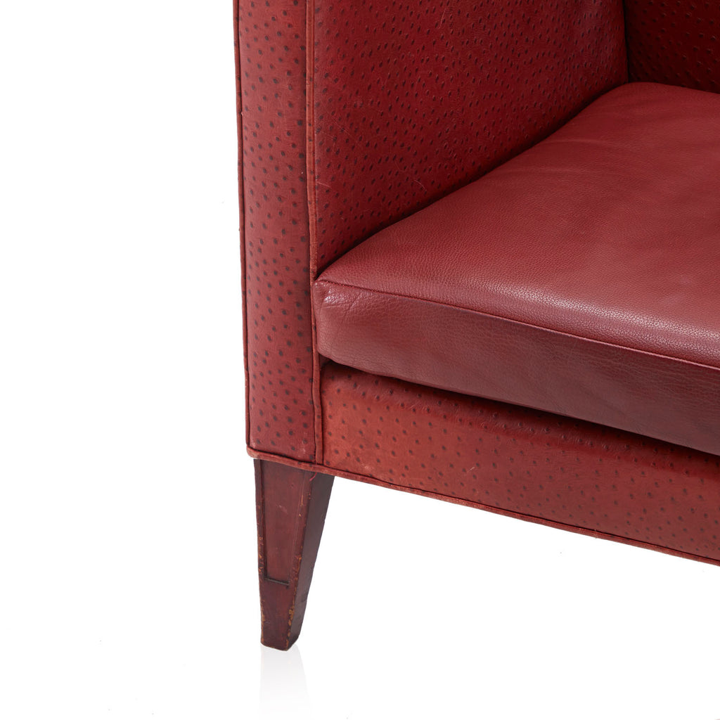 Vintage High Back Red Ostrich Sofa