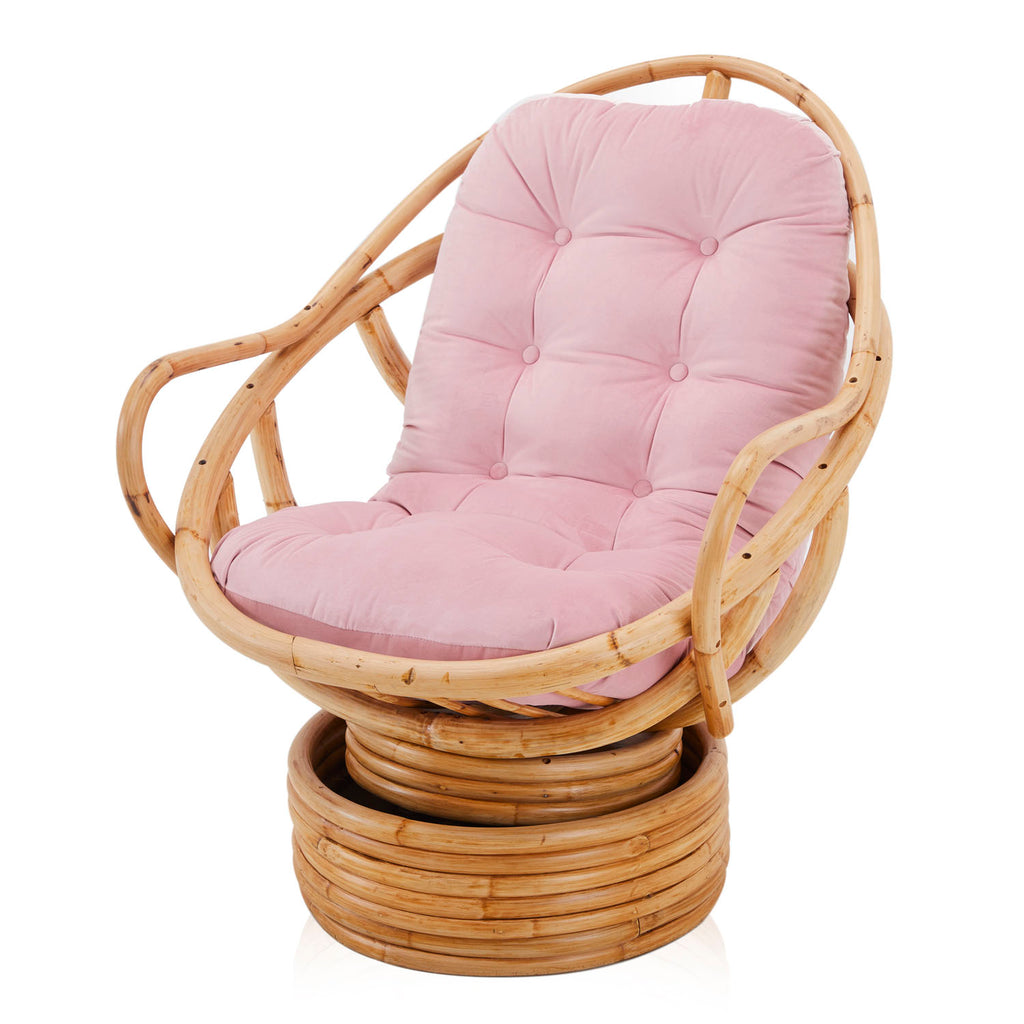 Pink & Rattan Cushion Egg Chair