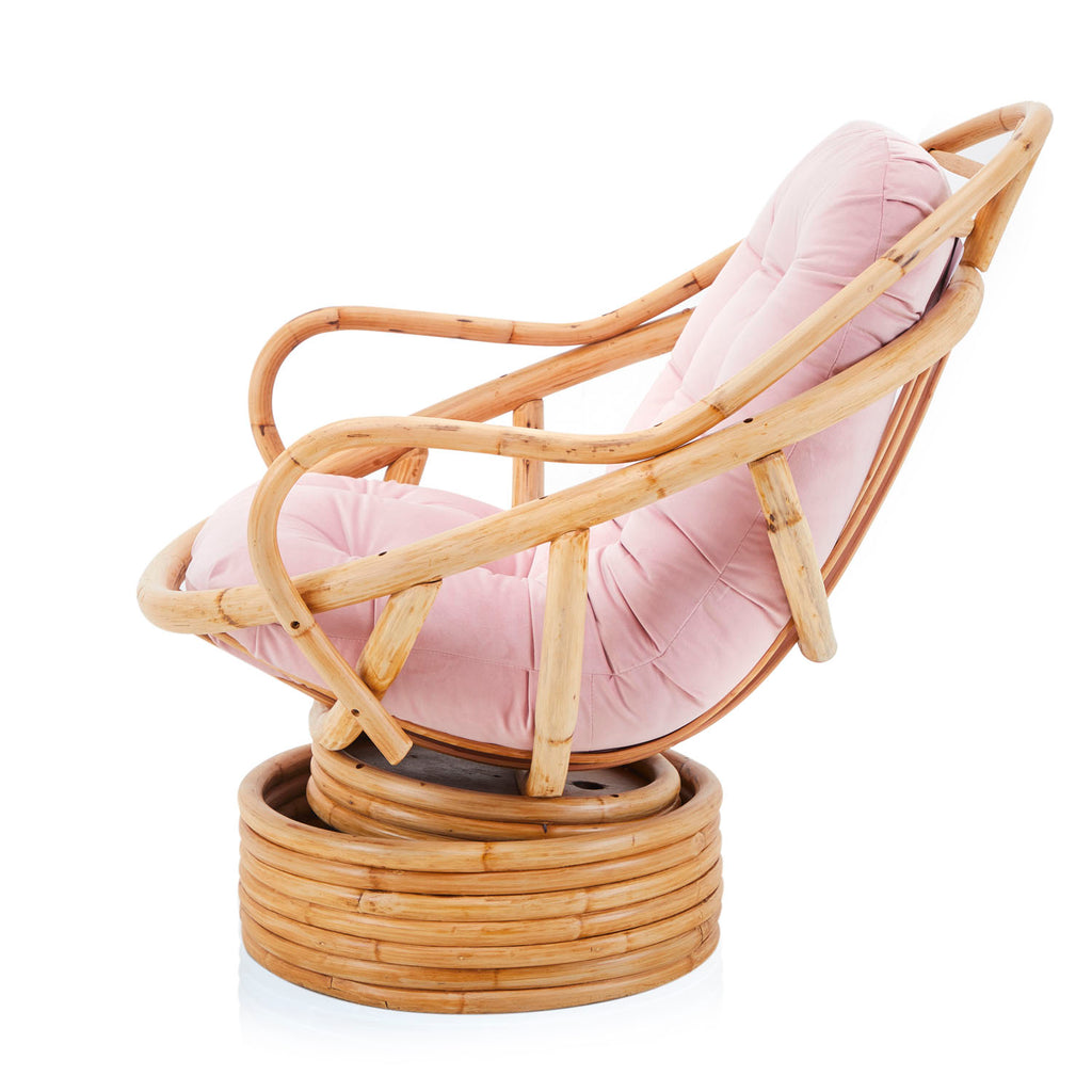 Pink & Rattan Cushion Egg Chair