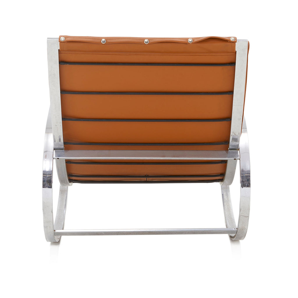 Brown Leather & Chrome Modern Rocking Chair