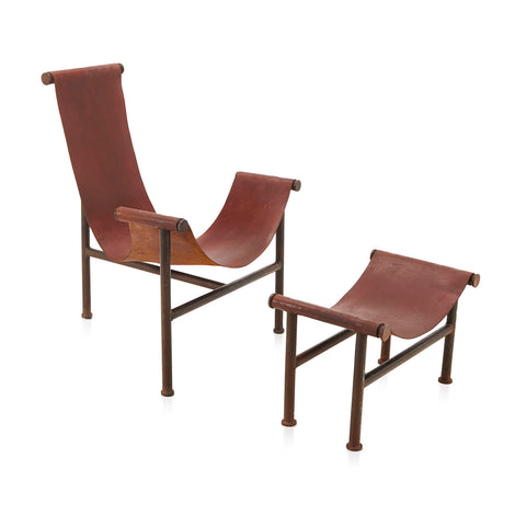 Brown Leather Sling T Chair
