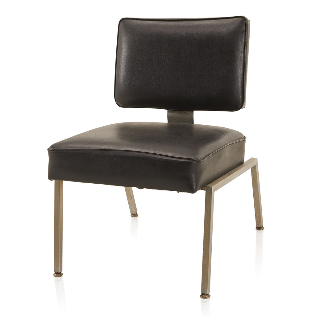 Black Leather & Metal Low Side Chair